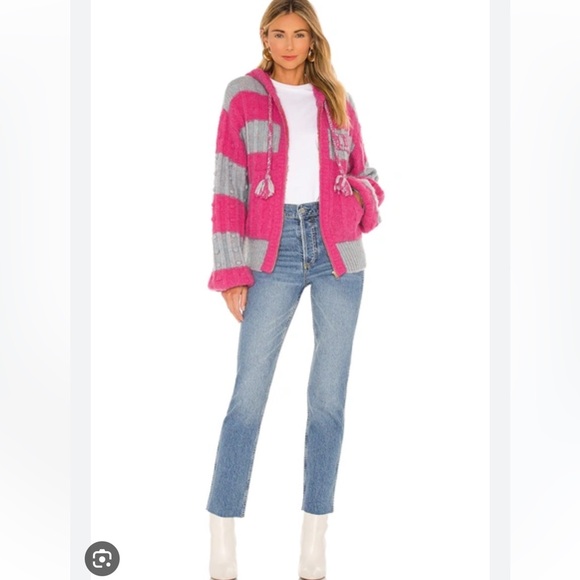 LoveShack Fancy Tirza Zip-Up Hoodie in Passion Fruit Punch